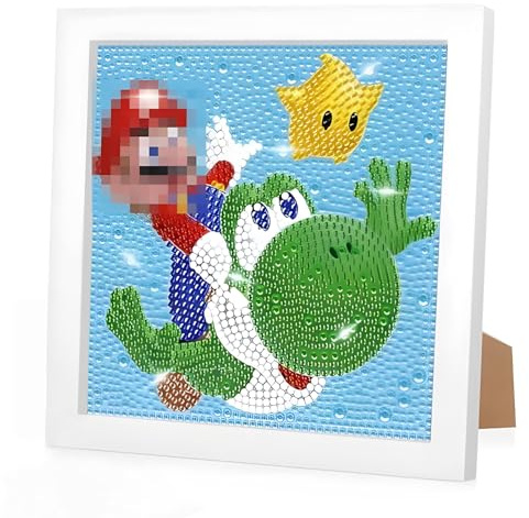 Diamond Painting Kit con Cornice in Legno, Set per Pittura con Diamanti, DIY Diamante Painting Bambini, Pittura Diamante per Decorazione Della Parete, Per Creazioni Fai Da Te Per Bambini E Adulti