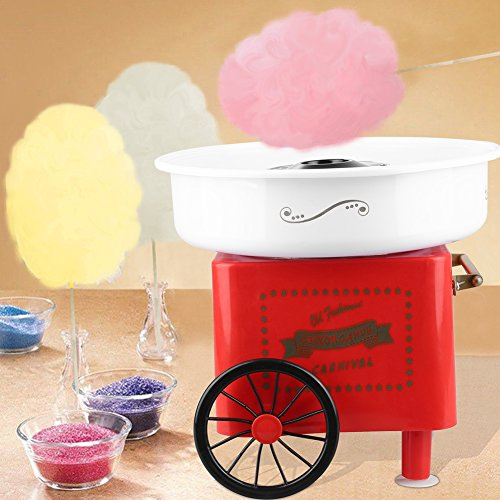 Machine à Barbe à Papa pour la Maison, Machine Sucre Candy avec 10 Bâtonnets, Mini machine à Guimauve, Barbe a papa pour les fêtes d'enfants, les anniversaires (Rouge-B)