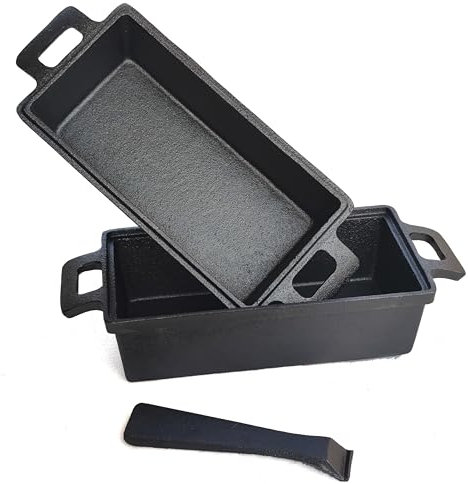 Voulosimi Lot de 2 moules à pain rectangulaires en fonte de 22,9 x 12,7 cm pour la cuisson à la maison (2 pièces, 1,4 l x 2)