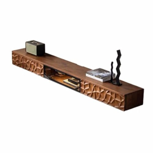 TV Schrank Hängend Schwebendes TV-Regal aus schwarzem Walnussholz, 70,8''/78,7'' Modernes, an der Wand montiertes schwebendes TV-Regal for Unterhaltungsmedien, TV-Wandeinheit mit 2 Schubladen und 1 Tü