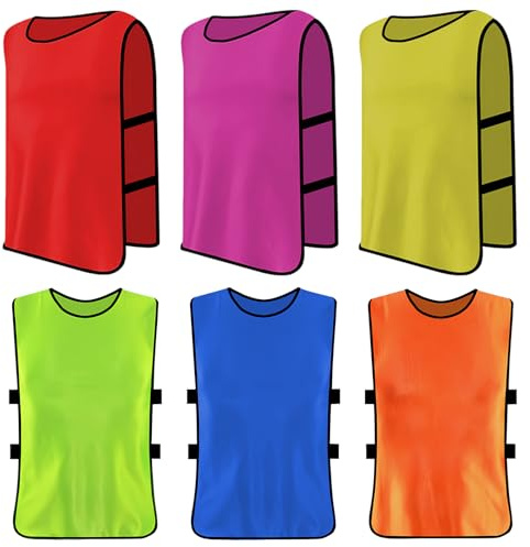 6 Stück Trainingsleibchen Basketball für Kinder, Sport Training Lätzchen, Fußball Leibchen Kinder Set, Sport Trikot Leibche für Fussball, Rugby, Netzball, Cricket, Volleyball, Hockey (Multicolor)