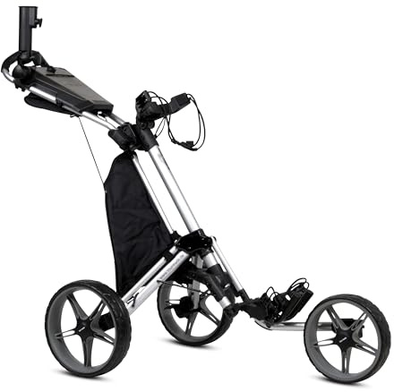 tour made RT-140 Push Golf Trolley Plegable I Carro de golf de 3 ruedas I Muy robusto – Carga hasta 25 kg I Incluye Bolsa Nevera I Calidad de marca alemana I Muchos accesorios incluidos