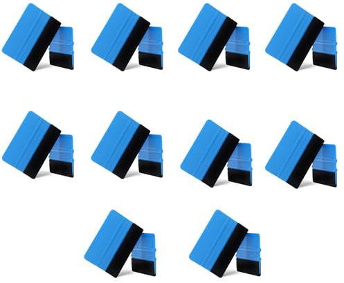 Yuelulala 20 PCS Car Wrap Plastic Squeegee, Window Tint Squeegee Film Tools, Felt Edge Decal Wallpaper Applicator, Squeegee Car Wrapping Tool Blue (A95-20)
