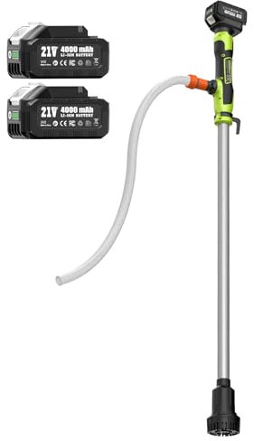 TaskStar Pompa acqua senza fili, Batteria 2×4000mAh 21V, 2725 L/h Portata, 10m Altezza, Pompa portatile per Piscina/Giardino/Laghetto/Camper/Barca/Cantina/Botti