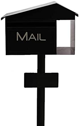 MLLXUXANCC Pole-Type Mailbox Outdoor Rain Letter Box Garden Post Box Villa Decoration Box (Size: 329mm * 345mm * 1250mm) (Color : Gray)