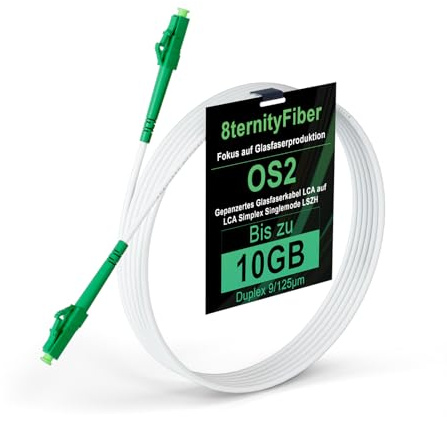 8ternityFiber LWL Câble Patch LC/APC vers LC/APC 5 m/16 ft, OS2 Câble de fibre optique blindé Singlemode Simplex 9/125 μm pour FTTH, Options de longueur : 5 m-50 m, OD : 3 mm LSZH Blanc
