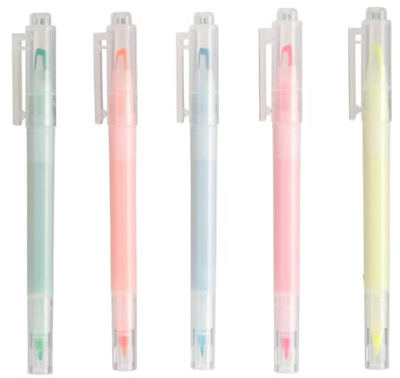 MUJI 品 Twin Highlighter – set med 5 (orange, rosa, grön, blå, gul)