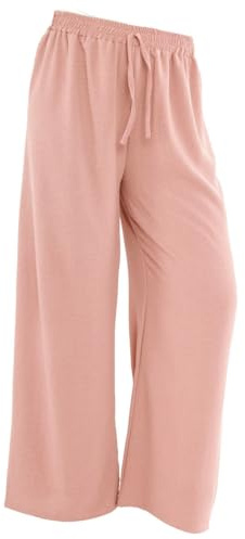 Charmoni - Pantalon Femme Taille élastique réglable Fluide décontracté avec Poches Taille Unique (Polyester, Rose Poudre)