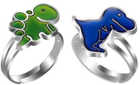 Anello dell'umore con dinosauro, varianti di colore, atmosfera sensoriale, misurazione della temperatura, anello dell'umore regolabile per bambini, comodo anello di mood, anxiety in rilievo, adatto