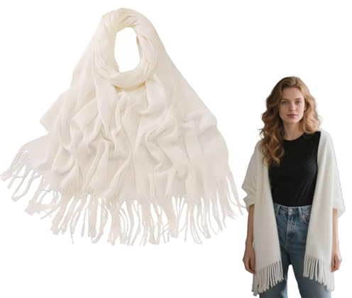 Quorlis Bufanda Mujer Invierno XL - Chal de Punto Grueso con Flecos, Estola Cálida de Tácto Cachemir para Regalos y Eventos Especiales