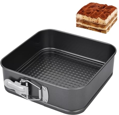 YNNHUDEEP Teglia Quadrata a Cerniera, 1 Pezzo Teglia per Torta 20 cm a Cerniera con Rivestimento Antiaderente, Teglia Grande, Set di Utensili da Forno per Torte