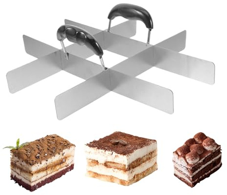 Cortadores cuadrados de pastelería, divisor de pastel cuadrado de acero inoxidable con mango | Utensilio de pastelería para Flan Arroz Restaurante Hogar | Para casa cumpleaños picnic