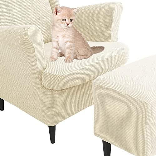 Generisch Sesselüberwürfe Elastisch 3-teilig Sesselbezug Ohrensessel Überzug Mit Ottomane Schonbezug Bezug Sesselhusse Stretch Husse Für Ohrensessel (Color : #106)