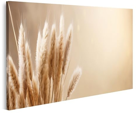 bilderfelix Quadro su tela Elegante erba di pampa beige, leggera come una piuma, con tanto spazio per le copie - Tela 100x57 cm