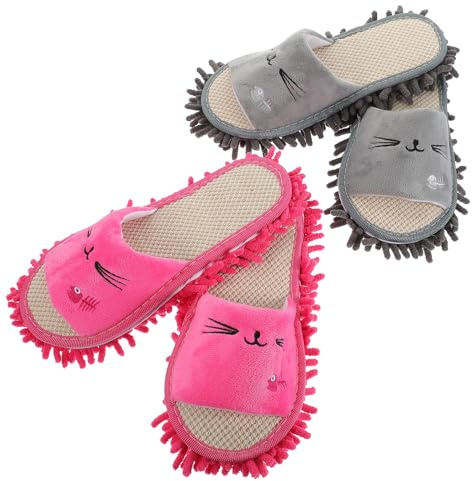 TOYANDONA Pantoufles Balai à Franges Lavables En Microfibre Pour Femme, Chaussures De Nettoyage Des Sols Antidérapantes, Taille m 26 Cm, Usage Intérieur Pour Carrelage Et Bois