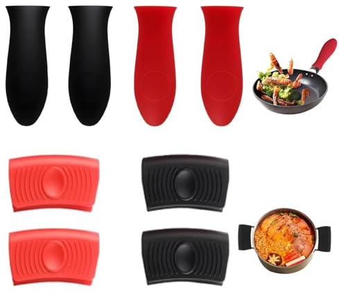 8Pcs Hot Handle Holder Silicone Non Slip Pan Handle Covers for Cast Iron | Heat Resistant Pot Handle Sleeve Washable Handle Holder Cover Kitchen BBQ Baking Protect Your Hands