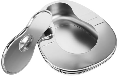 UPKOCH Edelstahl Bettpfanne mit Deckel Große Kapazität Geruchshemmend und Vielseitig Tragbare Toilette für Erwachsene und Ältere Menschen im Heim und Krankenhausgebrauch