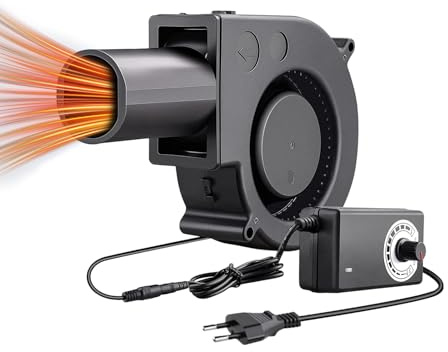 Vesone Ventilatore BBQ,Ventola Regolabile Da 12 Volt Con Controllo Velocita Variabile - Soffiatore Aria - per Stufa a Legna Caminetto Griglia Campeggio Cucina all'Aperto Ventilazione Picnic