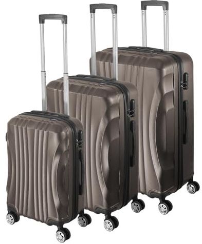 Laroqx Hartschalenkoffer Set 3 Teilig, Braun | Kratzresistente Premium Hartschale, 55 64 74 cm, 360-Grad-Doppelrollen, Integriertes Zahlenschloss, Teleskopgriff