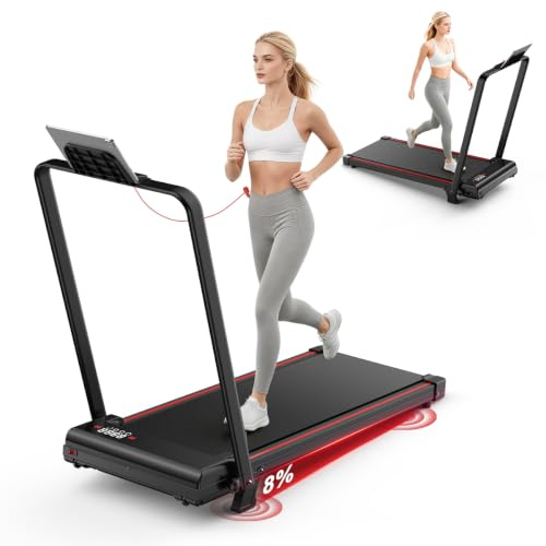 HomeFitnessCode Walking Pad Foldable, 8% Incline Under Desk Treadmill | 2.5HP Motor Running Machine with 1-8KM/H, 130KG Capacity, Shock Absorption, Remote Control, Lower Noise, Space-Saving Design