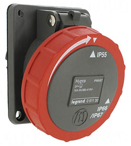 Prise fixe Hypra 16A - 3P+T - 380V~ à 415V~ - plastique - IP66/67-55