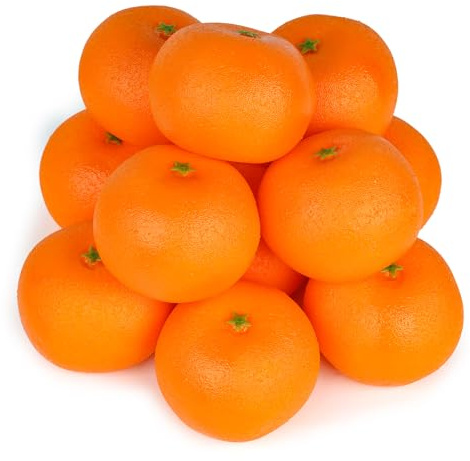 HAKSEN 12 PCS Fake Oranges, Artificial Fruits for Decoration Lifelike Fake Fruit Faux Oranges for Home Kitchen Cabinet Decor Photography Prop