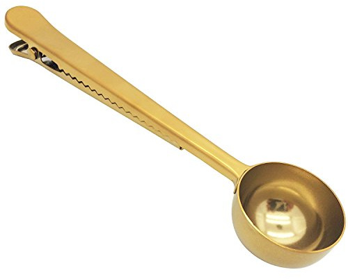 Voice on growth Coffee Scoop, Stainless Steel Golden Multi Function Coffee Measuring Spoon，Great Measuring Coffee, Tea，Protein Powder, Instant Drinks More - Perfect Coffee Spoon Bag Clip