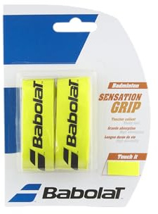 Babolat, Griff für Schläger Modell Grip Sensation, Farbe Gelb, Klebriges und Sehr Absorbierendes Material, Ideal für Wettkämpfer, die auf der Suche nach einem hochwertigen Badmintongriff sind