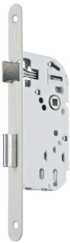 Vachette Serrure à Encastrer à clé, Axe à 40 mm, Coffre 135 mm - P15 - Réversible sans démontage, Têtière bouts ronds - Porte intérieure de communication, chambre, bureau - Blanc, Gâche et Clé inclus