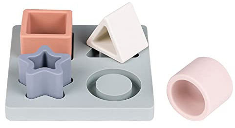 Nattou Tour à Empiler en Silicone, Jouet de Motricité 5 Pièces pour Tout-Petits, Sans BPA, Silicone, Sable 876865