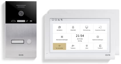 GVS - IP Video Türsprechanlage mit Türöffner, RFID Zugang, HD Kamera, 2X 10 Zoll Monitor & App - Smarte Video Türklingel mit Kamera & Gegensprechanlage für 1 Familienhaus (AVS5420A)