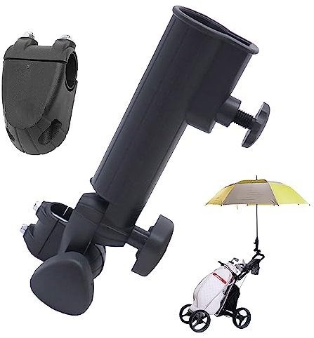 Norhogo Adjustable Golf Cart Umbrella Holder, Golf Accessories, Universal Golf Umbrella Holder fits all Models Accessory, golf trolley umbrella holder for Golf Push Cart Handles- Black-need punch