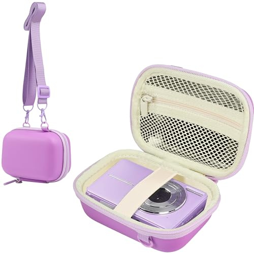 Leayjeen Macchina Fotografica Digitale Custodia, compatibile con ARNSSIEN/VAHOIALD/ZAZYZIA/Duluvulu/nezini, con Tracolla e Maniglia per il Trasporto (Solo Custodia) Viola