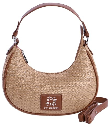 DON ALGODON - Bolso mujer - bolso bandolera mujer - bolso hombro mujer - bolso playa rafia con cremallera - bolso trenzado mujer - bolso de verano - bolso elegante mujer - Bianca