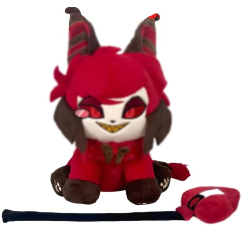RDCIRP Peluche de l'hôtel Hazbin, adorables Animaux en Peluche, poupées Anges Miaou, Jouets, Personnages Miaou, Anime, Peluches, Oreiller, poupée for Enfants et Adultes(Rouge)