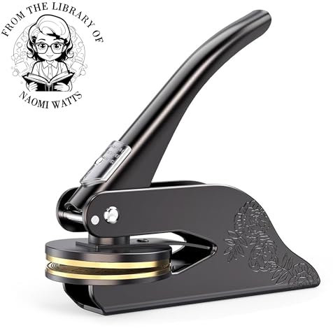 FolHaoth Personalisierter Prägestempel Mit Eigenem Logo Design - Book Embosser Prägezange für Papier, Buchstempel für Bibliothek, Hochzeitseinladung, Notarsiegel
