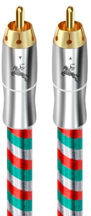 Impeto Subwoofer OCC Càble Coaxial Audio Cinch RCA (1 x fiche RCA mâle vers 1 x fiches RCA mâle)- Contacts Dorés-pour amplificateur, enceintes actives ou caisson de basse - 1 mètre