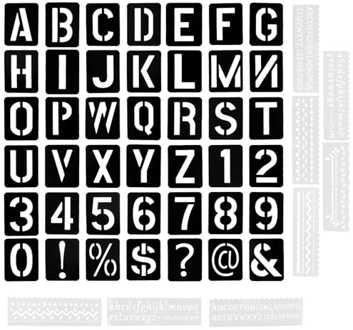 42 Stück Buchstabenschablonen-Set, Buchstaben-Zahlen-Symbol-Schablonen mit 8 Stück welligen Schablonen, Alphabet-Malvorlagen für DIY, Dekoration