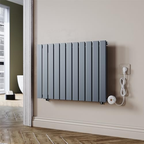 SUNXURY Badheizkörper Elektrischer Paneelheizkörper Anthrazit 600x832mm Mit Programmierbare Thermostate für Handtuchwärmer Handtuchheizkörper Elektrisch mit Timerfunktion und Temperaturregler