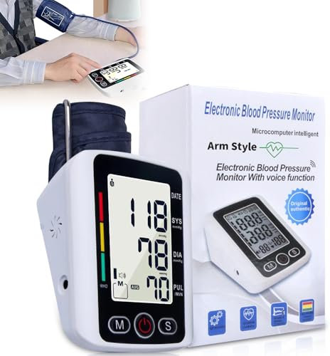 Upper Arm Blood Pressure Monitor, HOVCEH Digital Blood-Pressure Machine with Arm Cuff, Smart Bp Monitor for Home Use, Hypertension Machine with Voice Broadcast & Dual User Mode 2 x 99 Memories