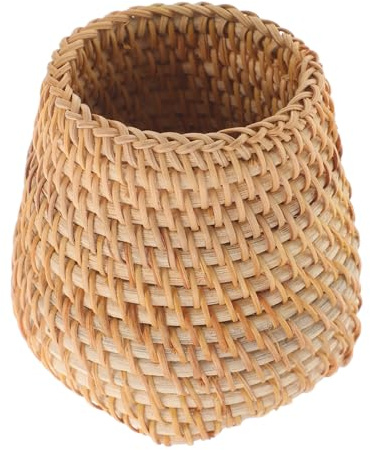 Didiseaon Porte-stylo en Rotin Marron Tissé la Main, Organiseur Multifonction pour Stylos, Pinceaux de Maquillage, Facile à Nettoyer, pour Bureau et Maison