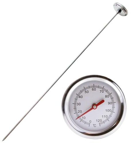 Komposttermometer, bärbar golvtermometer i rostfritt stål med 2 tums urtavla och 20 tums skaft för mark, gödsel och trädgård
