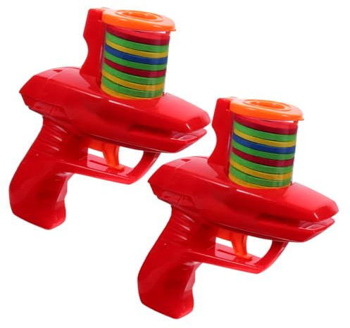 TOYANDONA Juguete Lanzador de Discos Voladores de Espuma 2 Piezas, Plástico Resistente y Eva, Color Aleatorio, Juego Interactivo Aire Libre, Desarrollo Coordinación Mano-Ojo