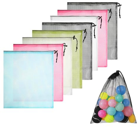 8pcs Mesh Bag Drawstring, Storage Bags with Drawstring Closure, Durable Mesh Organizer Bags for, Travel, Sports, Beach, Gym, Multi-Color Random, 11.81x17.72 in