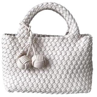 DJSKLDF läderhandväska handvävd korgväska block crossbody dam enkel rem lutande original design för daglig semester, Vitt, En storlek