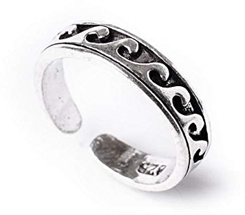 81stgeneration Anello per Dita dei Piedi in Argento Sterling con Motivo a Onde | Anello a Fascia Midi in Argento 925 Stile Anni '90 | Gioielli da Spiaggia Boho per i Piedi da Donna