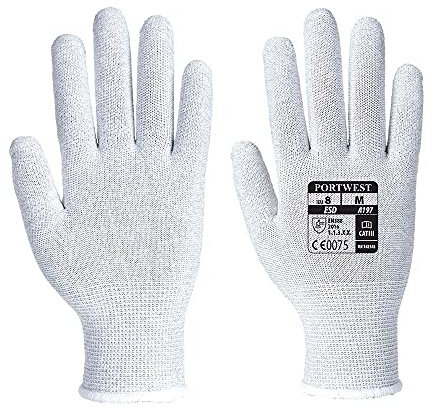 Portwest Guante Antiestático, Tamaño: M, Color: Gris, A197GRRM
