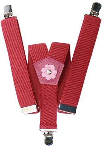 Olata - Bretelles Élastiques en Y à Clipser pour Filles avec Motif Fleurs (1 à 5 ans) - 2,5 cm. Fuschia Rose