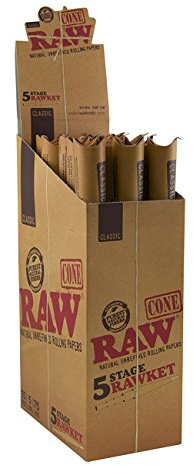 RAW 5 Stage RAWket vorgerollte Cones in 5 verschiedenen Größen 5 Displays/65 Pck/375 Cones