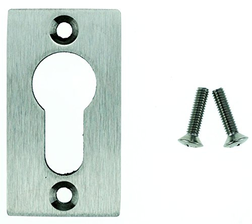 Profilzylinder-Rosette rechteckig aus massivem Edelstahl Bohrlochabstand 45mm